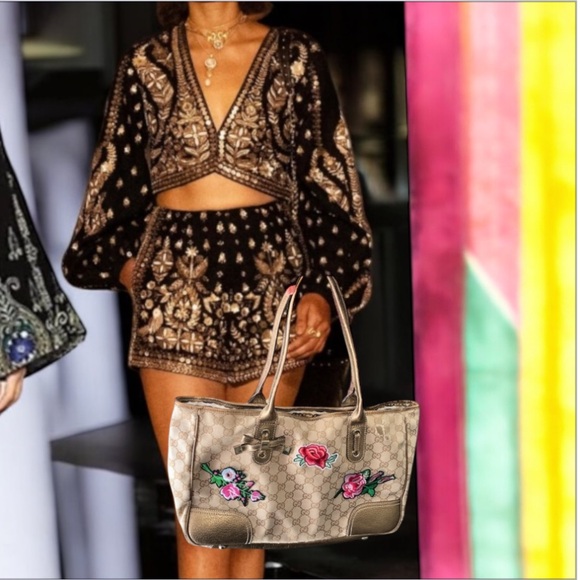 Gucci Customized Floral Embroidered Princy Tote - Picture 1 of 7